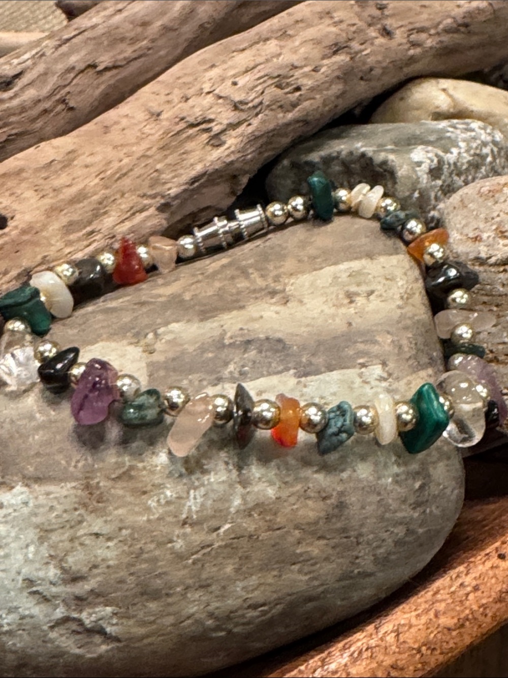 Multi-Stone Beaded Stretch Bracelet - Unbranded